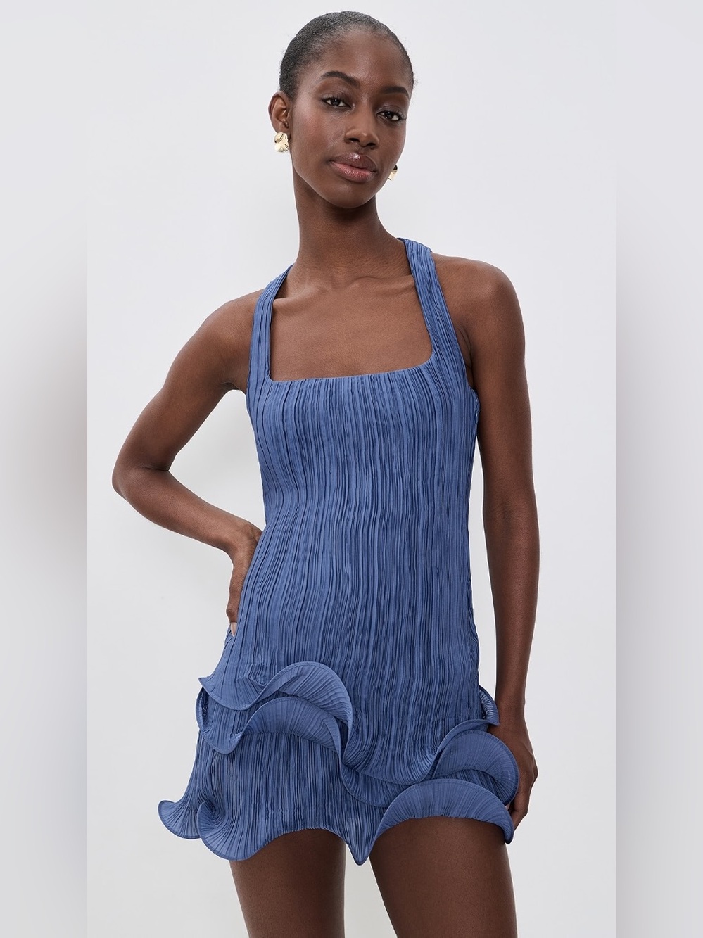 Cult Gaia Plissé Chiffon Mini Dress with Ruffled Hem (NWT!) - Picture 4 of 14